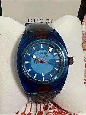 Gucci Blue Unisex Watch with Red Accent